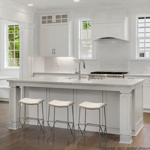 Mercana Katniss 26" Total Height Plush Saddle-Seat Stool with Sturdy Antiqued Frame for Stylish Interiors Cream Fabric | Gold Metal | Bar 68466