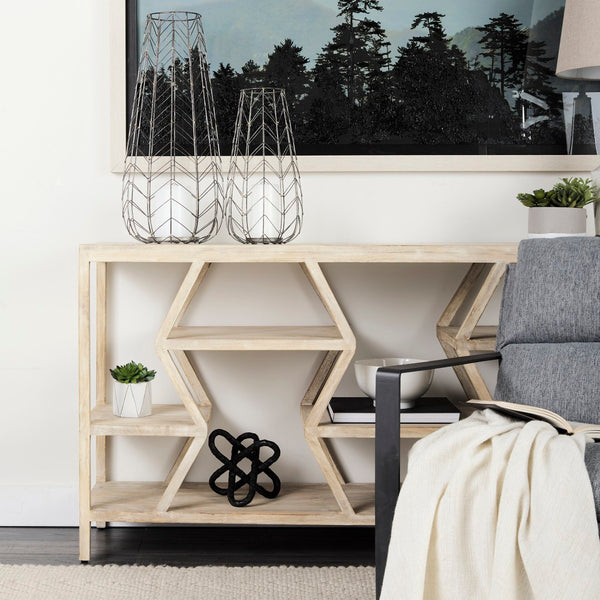 Mercana Petiole Elegant Antiqued-Gold Metal Candle Holder with Chevron Mesh for Luxe Tabletop Display Gold Metal | 24H 68028