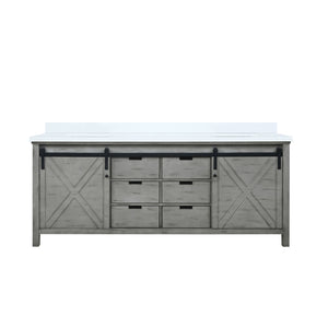 English Elm Ash Grey Double Bath Vanity With Cultured Marble Top - Spacious, Stylish & Soft-Close Drawers, 80 In. B2731P260159