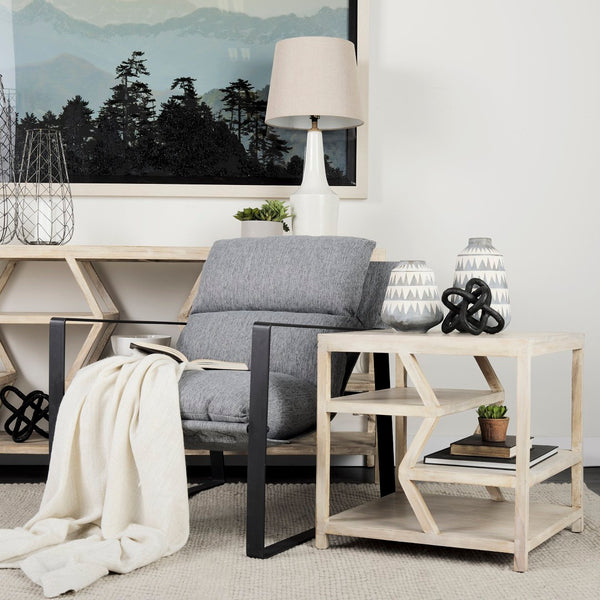 Mercana Guilia Modern Lounge Chair with Plush Cushion and Sturdy Metal Frame for Stylish Comfort & Durability Castlerock Gray Fabric | Black Metal 69002