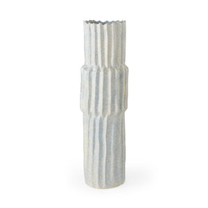 Mercana Cardon Ceramic Vase - Contemporary Light Gray Accent with Ribbed Texture for Modern Home Décor Gray Ceramic | 23H 69472