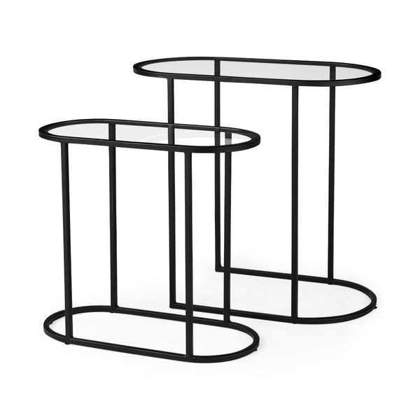 Mercana Celine Elegant Set of Two Nesting Accent Tables for Versatile Living Room or Bedroom Decor Solutions 69492