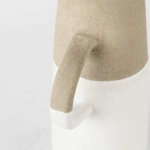 Mercana Garand Two-Toned Ceramic Jug - Stylish Farmhouse Accent for Modern and Rustic Home Decor Spaces White/Natural Ceramic | 10H 31058