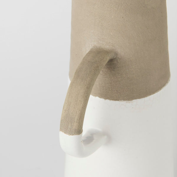 Mercana Garand Two-Toned Ceramic Jug - Stylish Farmhouse Accent for Modern and Rustic Home Decor Spaces White/Natural Ceramic | 16H 31060