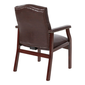 OSP Home Furnishings Traditional Tufted Vinyl Guest Chair with Brass Nailhead Trim for Office or Reception TV233-JT4
