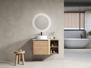 English Elm 36'' Wall-Mounted Bathroom Vanity With Ceramic Sink, Soft-Close Door, Stylish Shelves & Easy Assembly W999S00406
