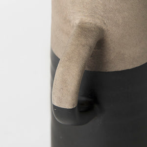 Mercana Garand Elegant Two-Toned Ceramic Jug - Modern Farmhouse Decor for Stylish Interiors and Vases Black/Natural Ceramic | 10H 31061