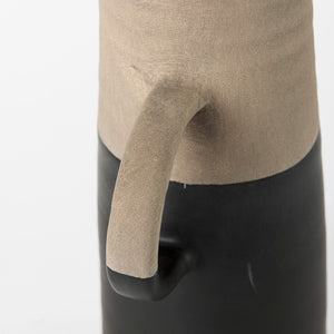 Mercana Garand Elegant Two-Toned Ceramic Jug - Modern Farmhouse Decor for Stylish Interiors and Vases Black/Natural Ceramic | 14H 31062