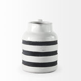 Mercana Harmon I Small White w/ Charcoal Stripes Ceramic Jug 31066