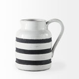 Mercana Harmon I Small White w/ Charcoal Stripes Ceramic Jug 31066