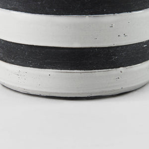 Mercana Harmon Rustic-Modern Ceramic Jug with Charcoal Stripes - Ideal Home Accent for Stylish Decor White/Blue Ceramic | 7H 31066