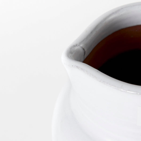 Mercana Harmon Rustic-Modern Ceramic Jug with Charcoal Stripes - Ideal Home Accent for Stylish Decor White/Blue Ceramic | 9H 31067