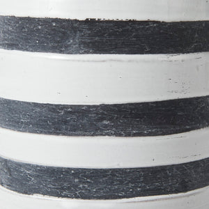 Mercana Harmon Rustic-Modern Ceramic Jug with Charcoal Stripes - Ideal Home Accent for Stylish Decor White/Blue Ceramic | 9H 31067