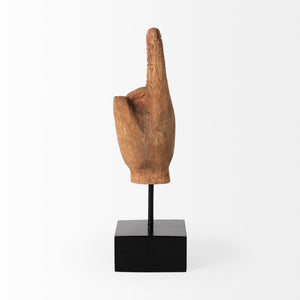 Mercana Saxum Carved Wooden Hand Sculpture - Playful "Hang Loose" Décor for Modern and Boho Interiors 57948