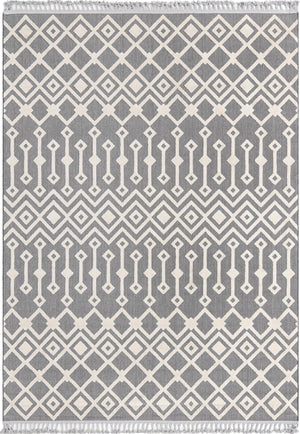 Unique Loom Arlo Lenny Machine Made Tribal Rug Charcoal, Ivory 9' 0" x 12' 2"