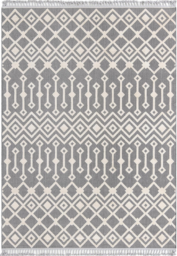 Unique Loom Arlo Lenny Machine Made Tribal Rug Charcoal, Ivory 9' 0" x 12' 2"