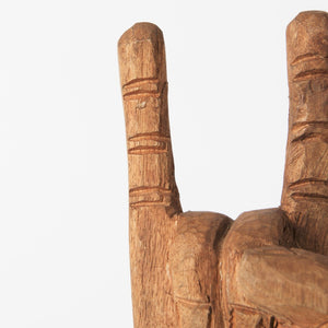 Mercana Saxum Carved Wooden Hand Sculpture - Playful "Hang Loose" Décor for Modern and Boho Interiors 57948
