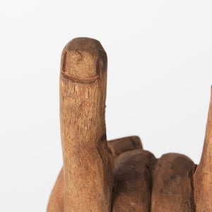 Mercana Saxum Carved Wooden Hand Sculpture - Playful "Hang Loose" Décor for Modern and Boho Interiors 57948