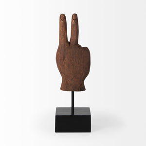 Mercana Pacem Hand Carved Wooden Peace Sign Accent - Sculptural Home Decor for Boho and Modern Spaces 57949