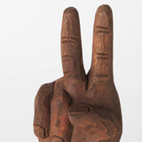 Mercana Pacem 4L x 4W Natural Wooden Carved Peace Sign Hand 57949