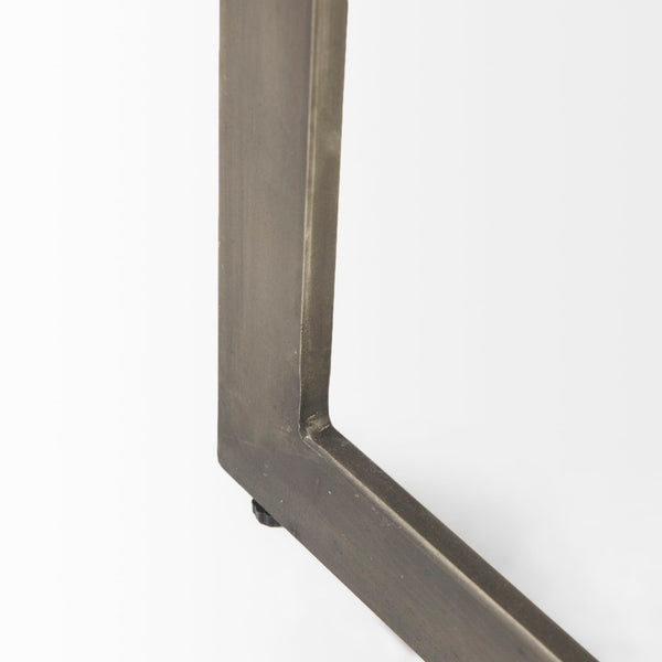 Mercana Faye Elegant Side Table with Antique Nickel Base – Stylish C-Shape Design for Modern Living Spaces 69170