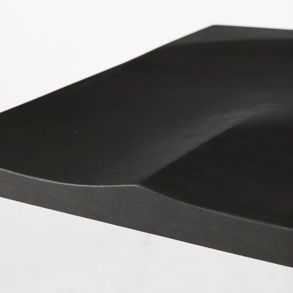 Mercana Kiran C-Shape Stool: Stylish Mango Wood Seat with Matte Iron Base for Modern Home and Bar Spaces Black Wood | Black Metal | Bar 69172