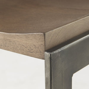 Mercana Kiran Minimalist Mango Wood Stool with Sleek Iron Base for Modern, Farmhouse, or Urban Interiors Brown Wood | Antique Nickel | Counter 69174