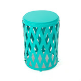 Christopher Knight Home® - Noble House - Pecola Indoor 14 Inch Diameter Lattice Matte Teal Iron Side Table