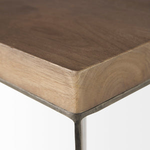 Mercana Faye Versatile Nesting Accent Tables for Modern Living Spaces - Durable Wood and Metal Design Medium Brown Wood | Gray Metal | Set of 2 69178