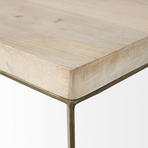 Mercana Faye Versatile Nesting Accent Tables for Modern Living Spaces - Durable Wood and Metal Design Beige Wood | Gold Metal | Set of 2 69179