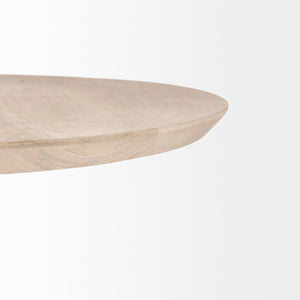 Mercana Maxwell 20" Round Wood Pedestal Side Table – Elegant Accent for Modern Living Spaces and Corners Light Brown Wood | Gold Metal 69205