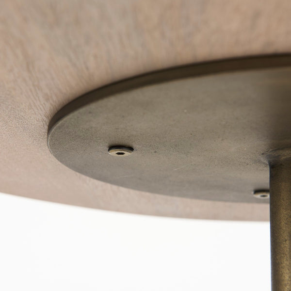 Mercana Maxwell 20" Round Wood Pedestal Side Table – Elegant Accent for Modern Living Spaces and Corners Light Brown Wood | Gold Metal 69205