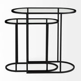 Mercana Celine 24.2 L x 12.6 W x 22.4 H Set of Two Black/Silver Metal and Glass Nesting Accent Tables 69492