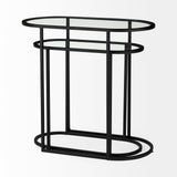 Mercana Celine 24.2 L x 12.6 W x 22.4 H Set of Two Black/Silver Metal and Glass Nesting Accent Tables 69492