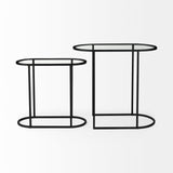 Mercana Celine 24.2 L x 12.6 W x 22.4 H Set of Two Black/Silver Metal and Glass Nesting Accent Tables 69492