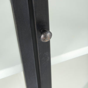 Mercana Dimitra Industrial Kitchen Island with Glass Doors and Solid Wood Top for Stylish Storage Solutions 69211