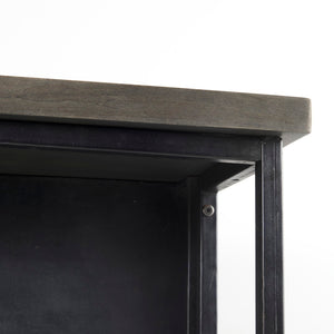 Mercana Dimitra Industrial Kitchen Island with Glass Doors and Solid Wood Top for Stylish Storage Solutions 69211