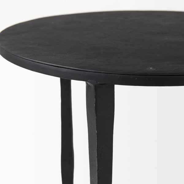 Mercana Timothy Industrial Accent Table - Sturdy Round Side Table with Textured Surface for Modern Spaces 69258