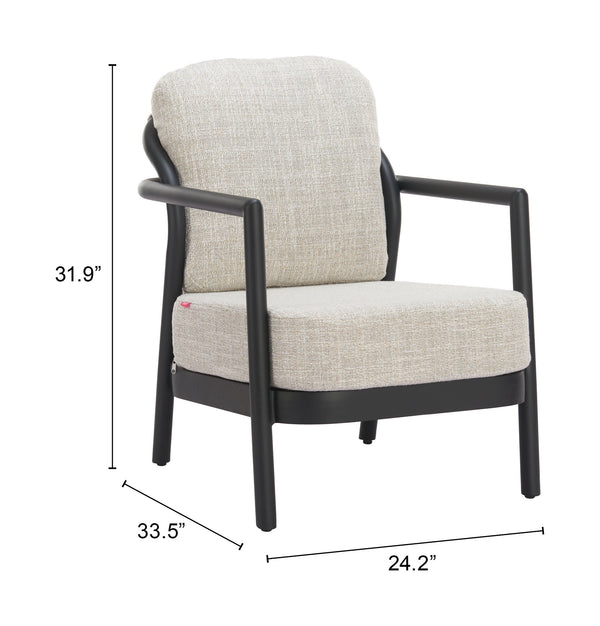 Zuo Modern Rein Accent Chair For Outdoor Spaces - Stylish Modern Design In Durable Olefin And Aluminum Finish Beige 100% Olefin,Aluminum 704128-zuo-modern