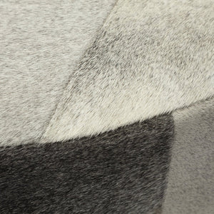 Mercana Zahavi Luxurious Round Ottoman with Unique Cowhide Upholstery and Brass-Finished Metal Base 69057