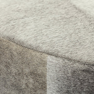 Mercana Zahavi Luxurious Round Ottoman with Unique Cowhide Upholstery and Brass-Finished Metal Base 69057