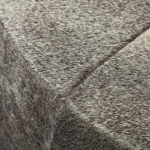 Mercana Zahavi I Handcrafted Cowhide Ottoman - Versatile Cube Accent for Modern, Boho, or Luxe Interiors Gray Hair-On-Hide | Gold Metal | 20W 69056