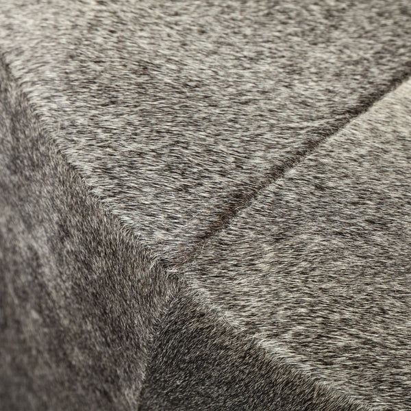 Mercana Zahavi I Handcrafted Cowhide Ottoman - Versatile Cube Accent for Modern, Boho, or Luxe Interiors Gray Hair-On-Hide | Gold Metal | 20W 69056