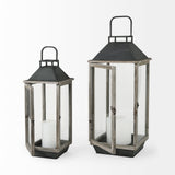 Mercana Keyrock Set of Two Brown Wood Metal Candle Holder Lanterns 53316