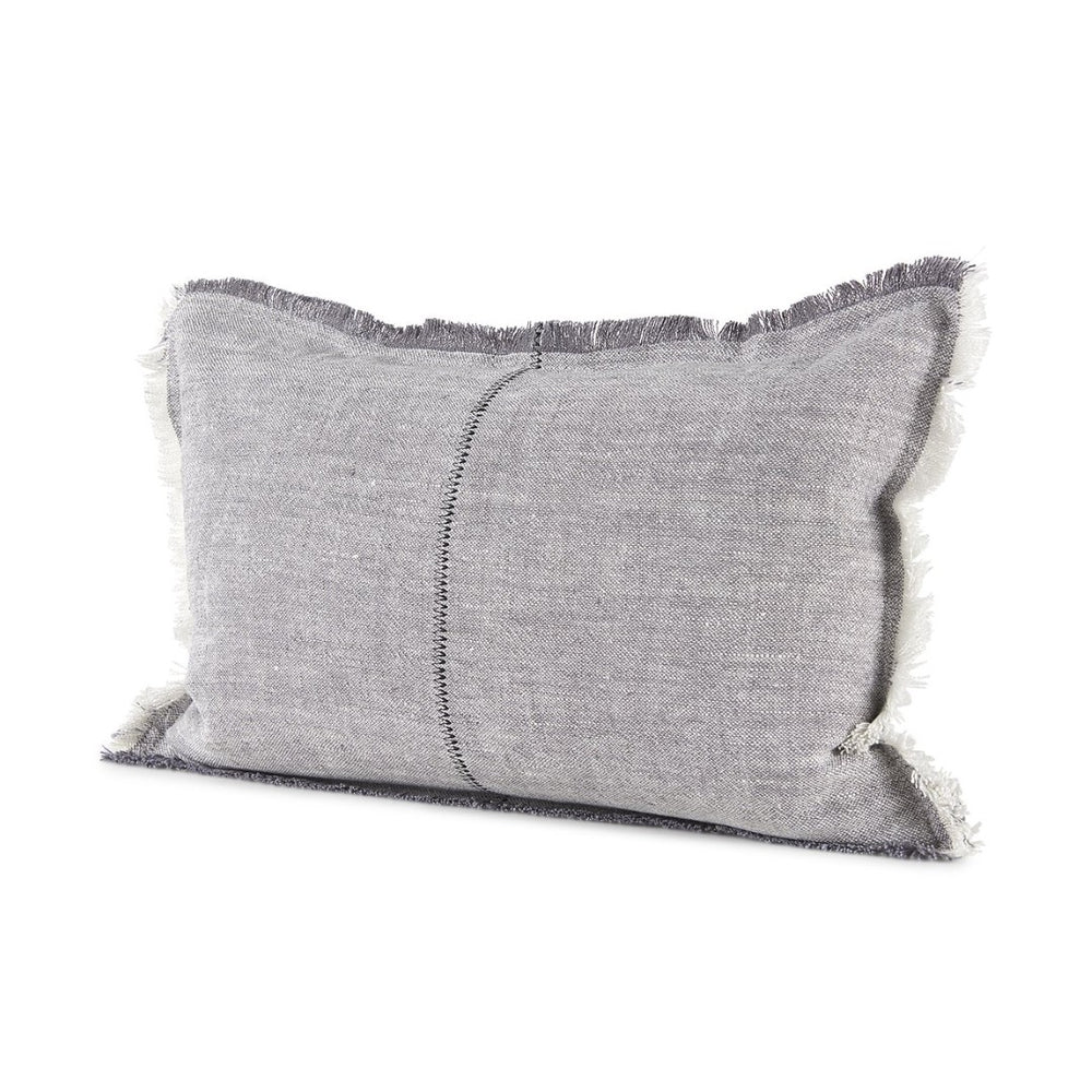 Mercana Thais Decorative Fringe Pillow Cover in Soft Blue - Elevate Your Modern Rustic Home Décor Style! Gray Fabric | 13x21 69416