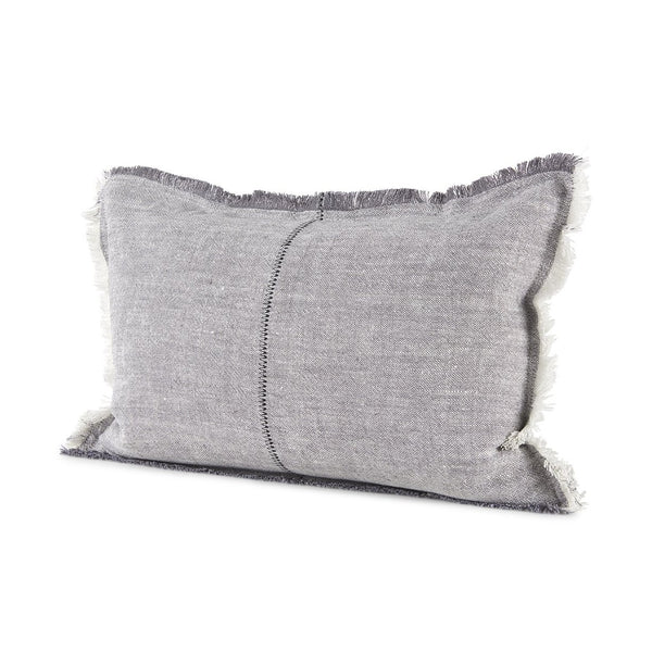 Mercana Thais Decorative Fringe Pillow Cover in Soft Blue - Elevate Your Modern Rustic Home Décor Style! Gray Fabric | 13x21 69416