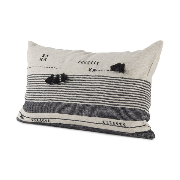 Mercana Thalia Striped and Fringed Decorative Pillow Cover – Chic Accent for Modern Farmhouse or Boho Style 69422