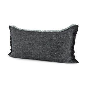 Mercana Malia Decorative Pillow Cover with Playful Fringe for Modern and Urban Home Décor Accents Black/Teal Fabric | 14x26 69436