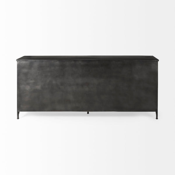 Mercana Poppy I 79-Inch Industrial-Modern Sideboard with Glass Doors for Stylish Storage and Display 50524