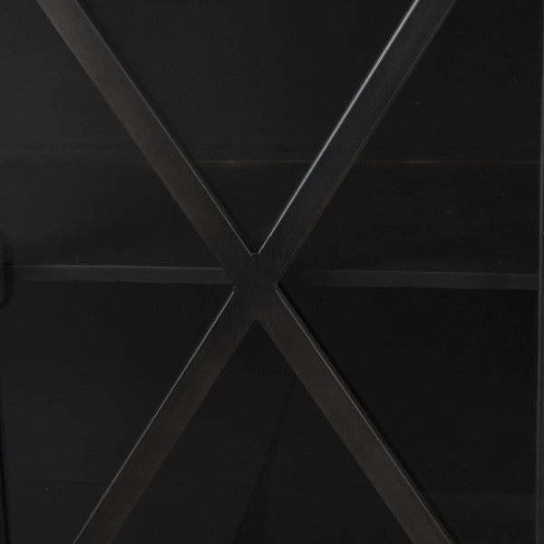 Mercana Poppy I 79-Inch Industrial-Modern Sideboard with Glass Doors for Stylish Storage and Display 50524